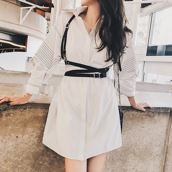 Sexy Vegan Leather Harness Waist Trainer Lingerie - Picture 3 of 16